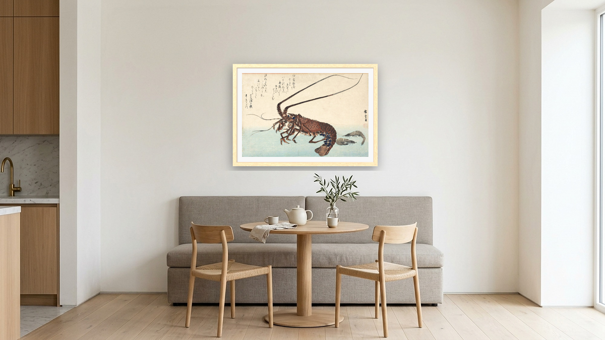 Shrimp and lobster by Andō Hiroshige, shown at 28 × 42 in (71.1 × 106.7 cm) in Arber Natural, kitchen