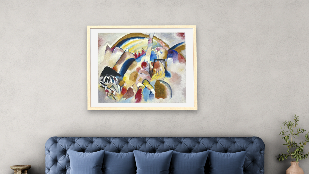 Landscape with Red Spots, No. 2, shown at 32 × 40 in (81.3 × 101.6 cm) in Arber Natural, bedroom