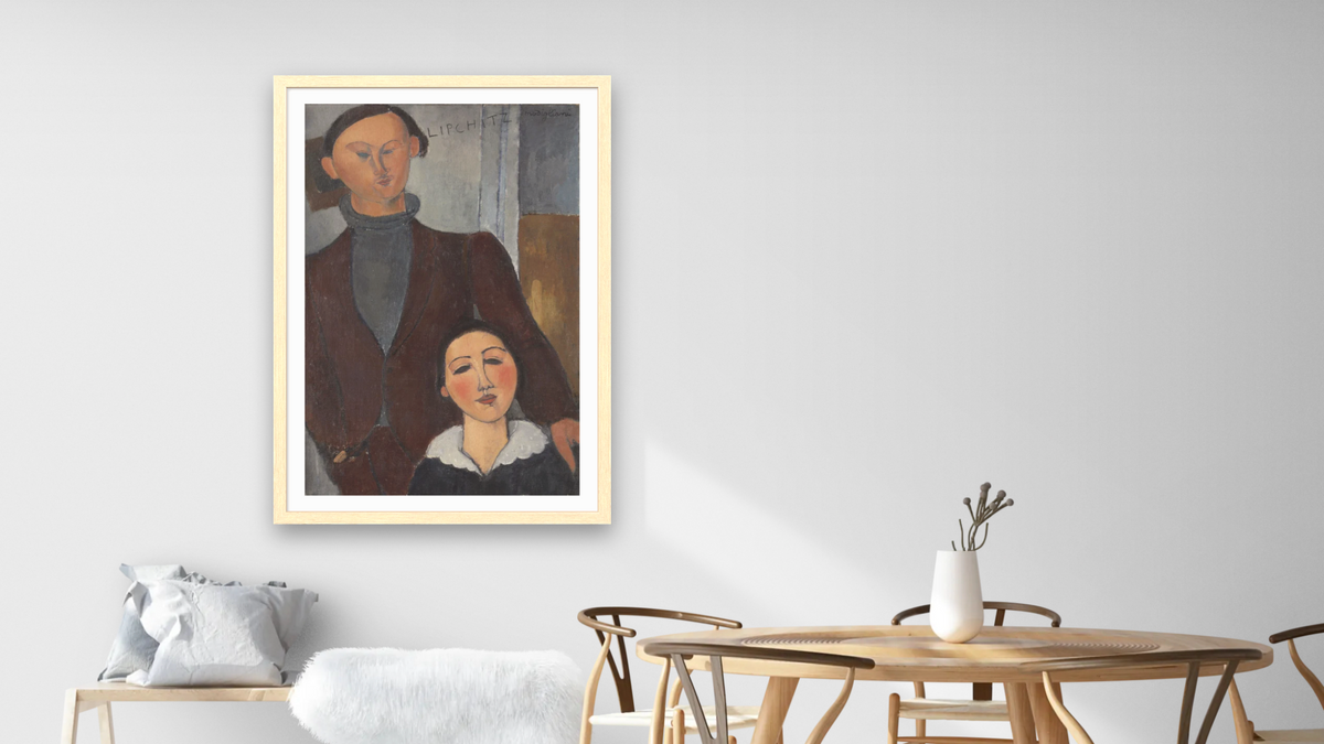 Jacques and Berthe Lipchitz by Amedeo Modigliani, shown at 28 × 42 in (71.1 × 106.7 cm) in Arber Natural, dining