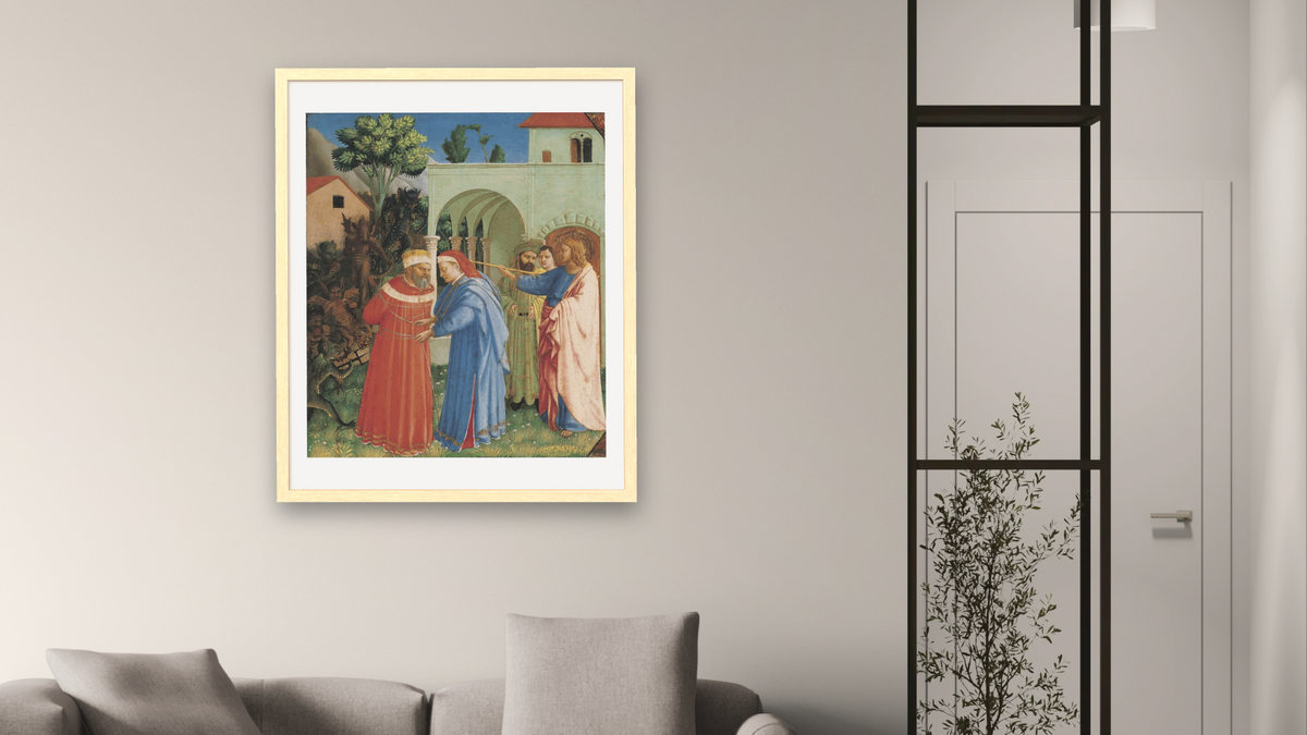 The Apostle Saint James the Greater Freeing the Magician Hermogenes by Fra Angelico, shown at 32 × 40 in (81.3 × 101.6 cm) in Arber Natural, living
