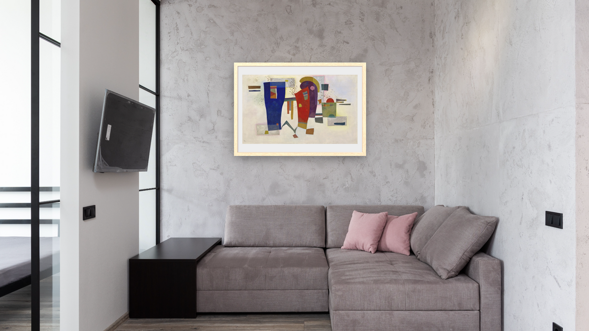 Accompanied Contrast, shown at 28 × 42 in (71.1 × 106.7 cm) in Arber Natural, media room