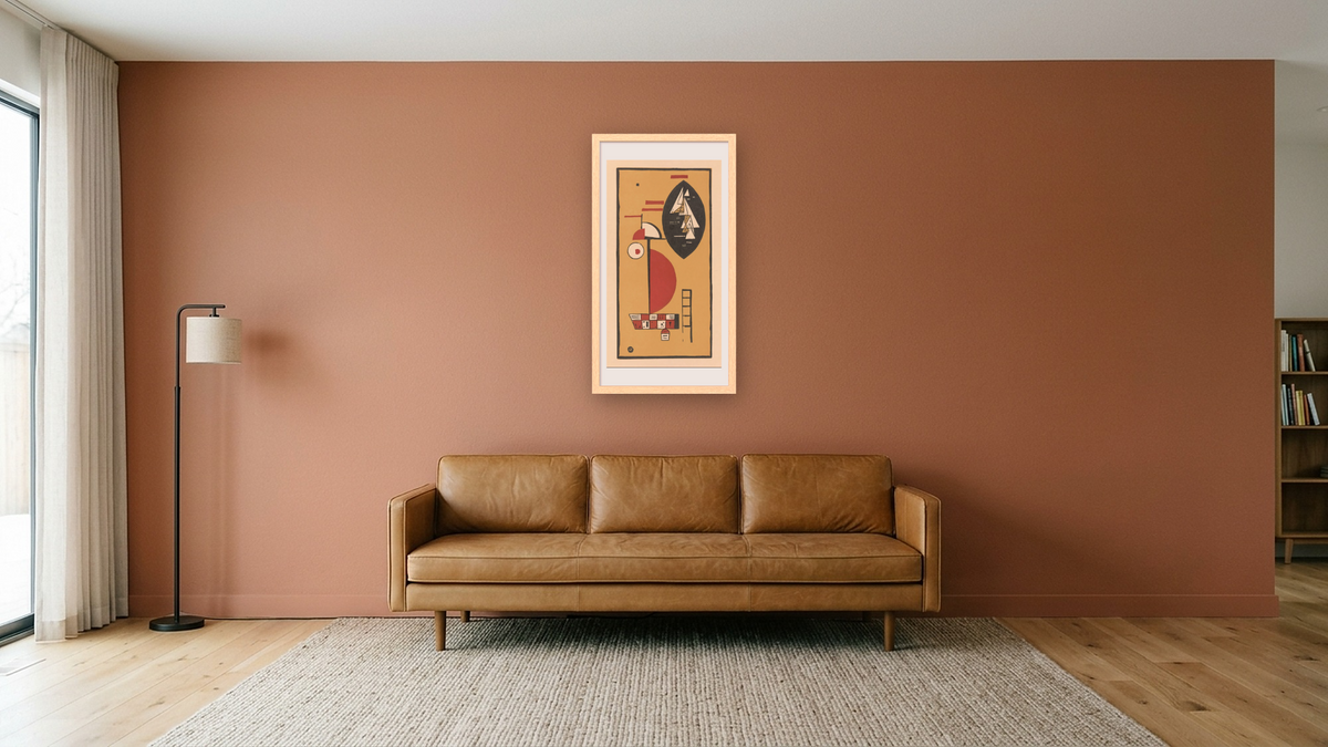 Kandinsky: Life and Work by Wassily Kandinsky, shown at 20 × 40 in (50.8 × 101.6 cm) in Arber Natural, media room