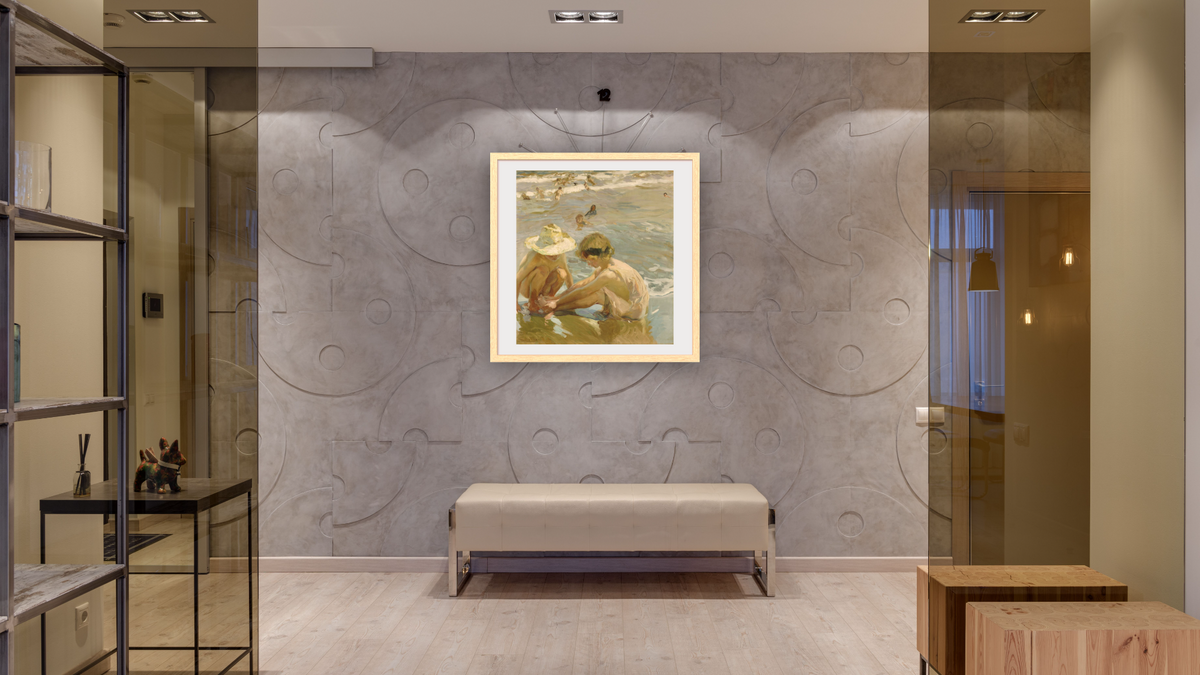 The Wounded Foot by Joaquin Sorolla y Bastida, shown at 32 × 32 in (81.3 × 81.3 cm) in Arber Natural, hallway