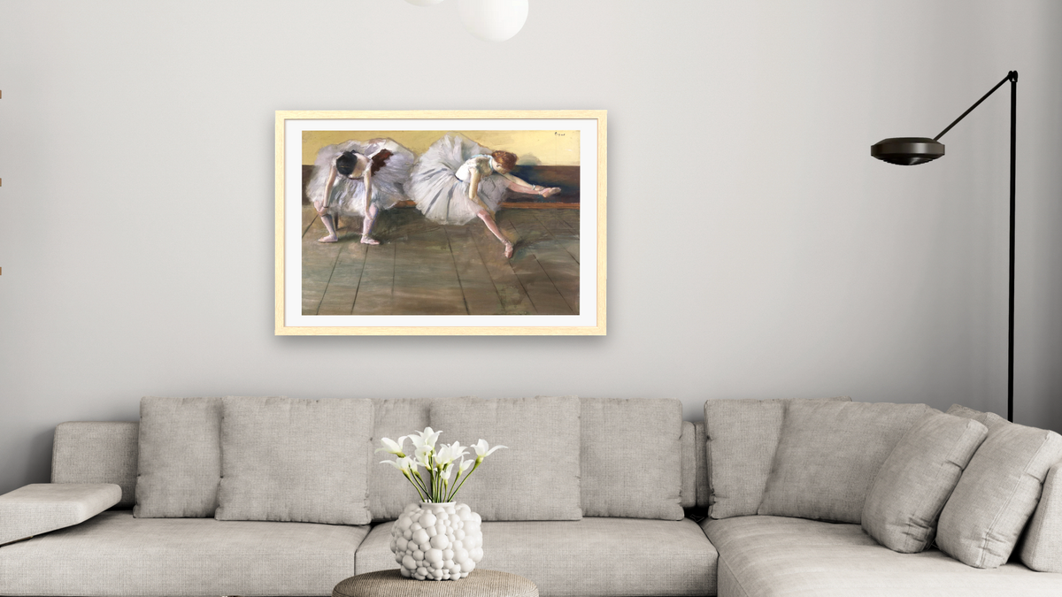 Dancers by Edgar Degas, shown at 28 × 42 in (71.1 × 106.7 cm) in Arber Natural, living