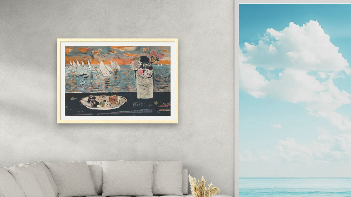 Voiles et Roses by René Genis, shown at 28 × 42 in (71.1 × 106.7 cm) in Arber Natural, living
