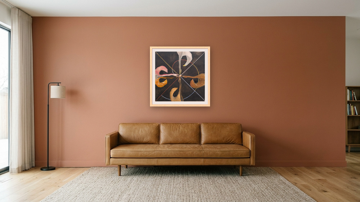 Group IX/SUW, No. 7, The Swan by Hilma af Klint, shown at 32 × 32 in (81.3 × 81.3 cm) in Arber Natural, media room