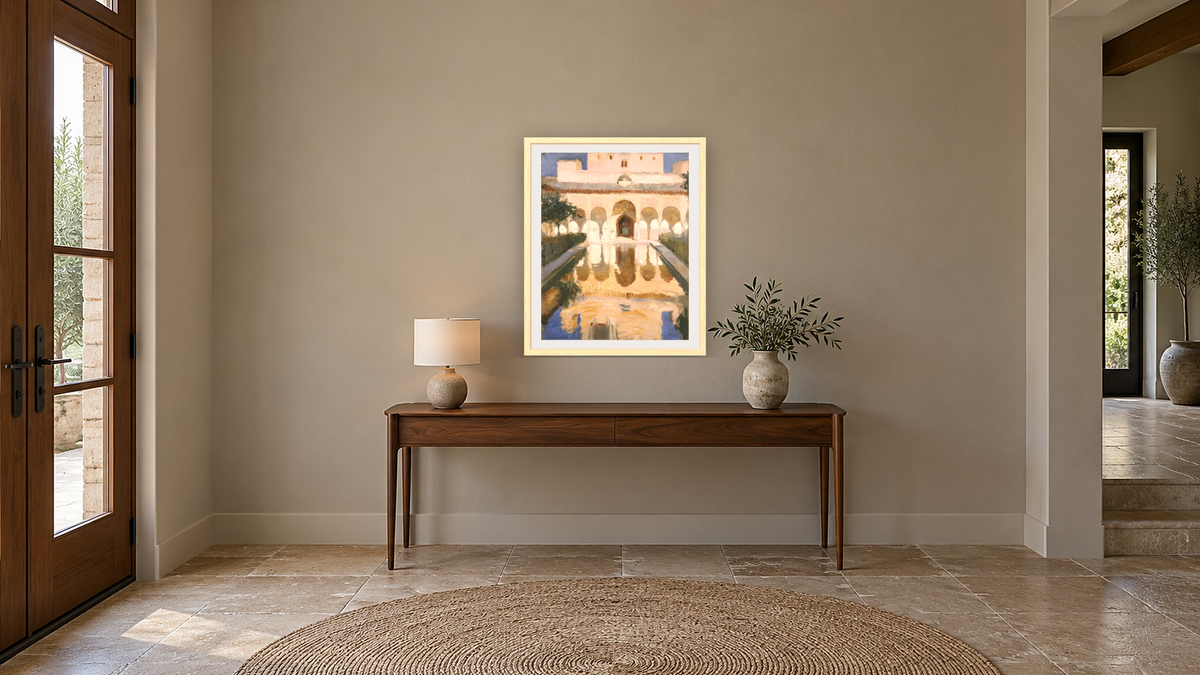 Hall of the Ambassadors, Alhambra, Granada by Joaquin Sorolla y Bastida, shown at 32 × 40 in (81.3 × 101.6 cm) in Arber Natural, hallway