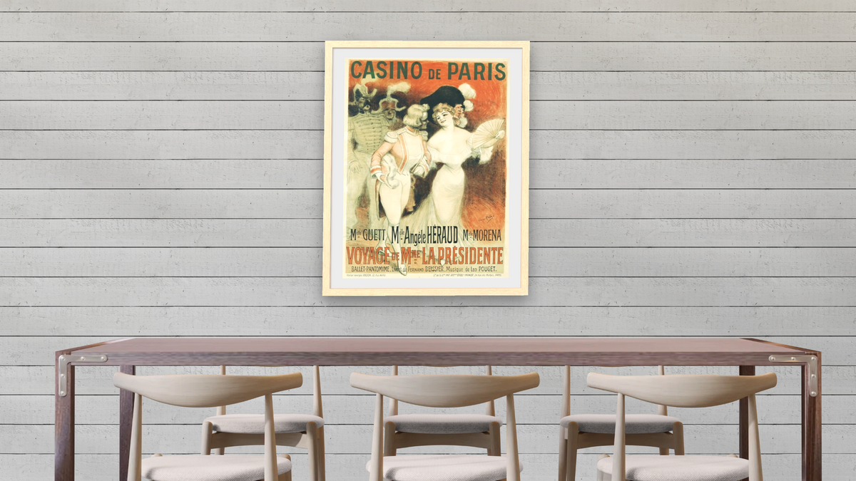 Casino de Paris Poster by Georges Redon, shown at 30 × 40 in (76.2 × 101.6 cm) in Arber Natural, dining