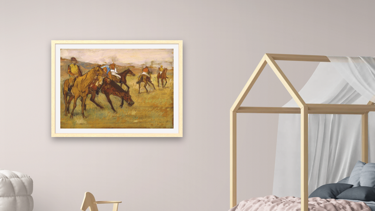 Before the Race by Edgar Degas, shown at 30 × 40 in (76.2 × 101.6 cm) in Arber Natural, bedroom