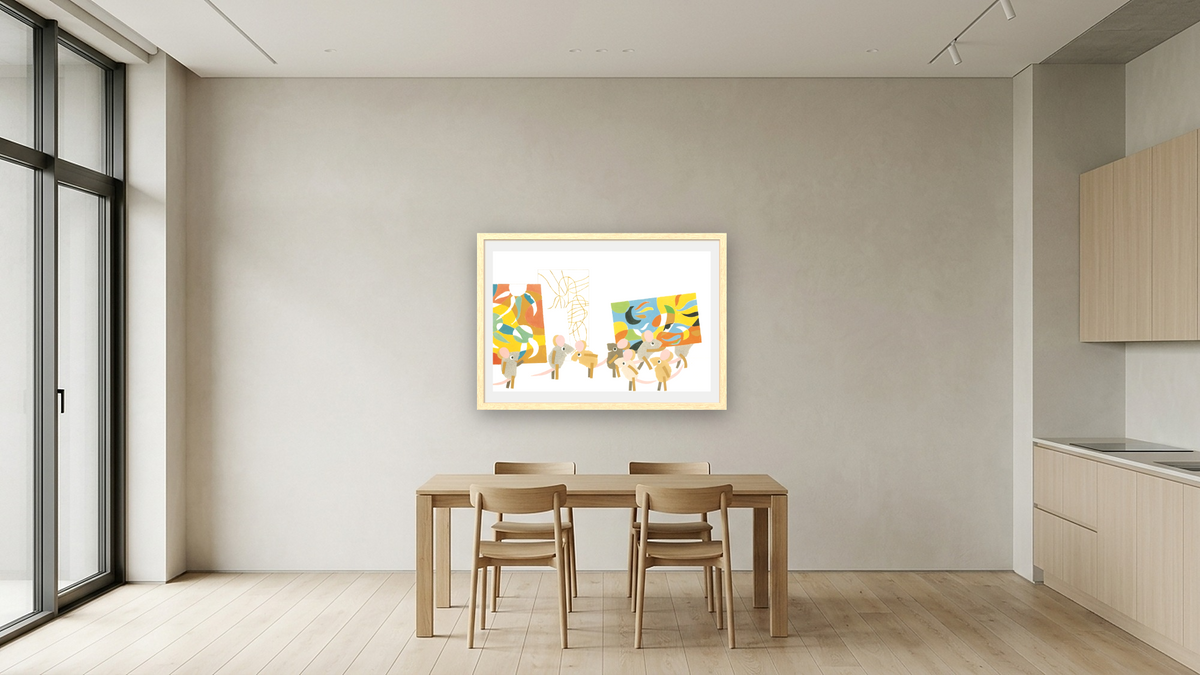 Matthew's Dream XIII, shown at 28 × 42 in (71.1 × 106.7 cm) in Arber Natural, kitchen