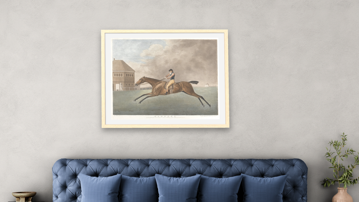 Baronet by George Townly Stubbs, After George Stubbs, shown at 32 × 40 in (81.3 × 101.6 cm) in Arber Natural, bedroom