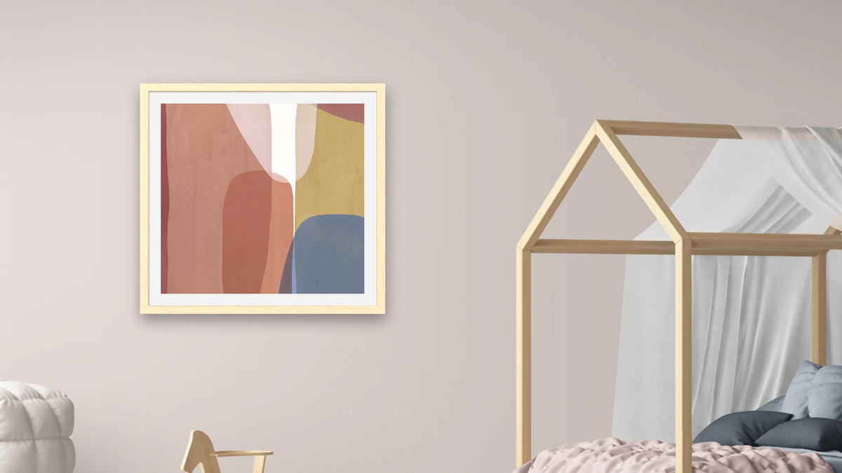 Slice of Summer 11 by Jenny Phillips, shown at 32 × 32 in (81.3 × 81.3 cm) in Arber Natural, bedroom