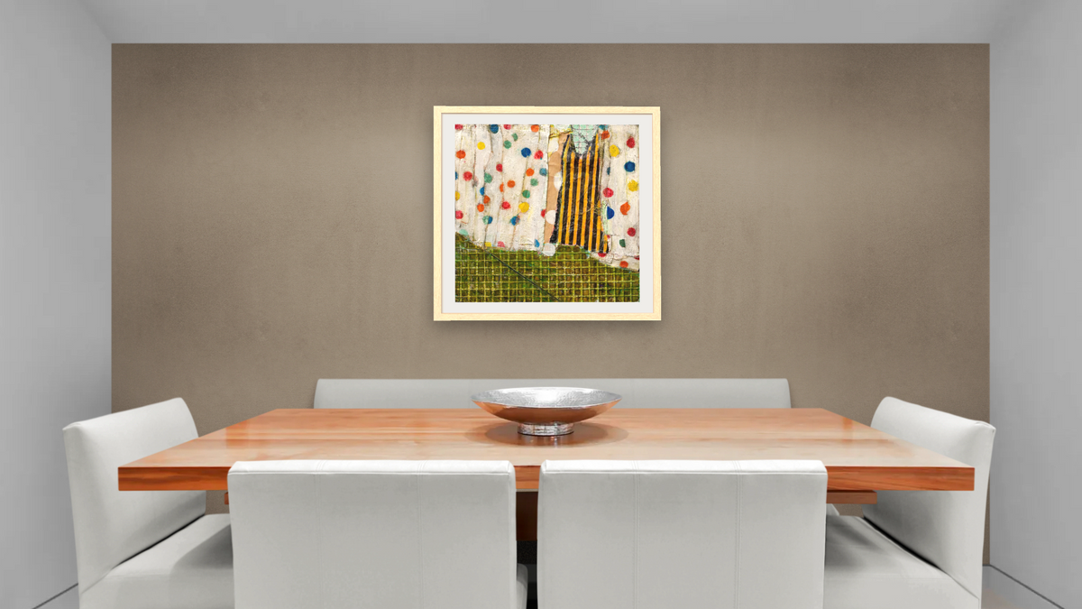 Summer Breeze by Dobee Snowber, shown at 32 × 32 in (81.3 × 81.3 cm) in Arber Natural, dining