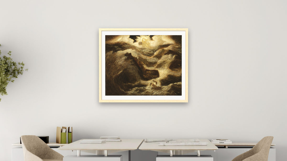 Jonah by Albert Pinkham Ryder, shown at 32 × 40 in (81.3 × 101.6 cm) in Arber Natural, office