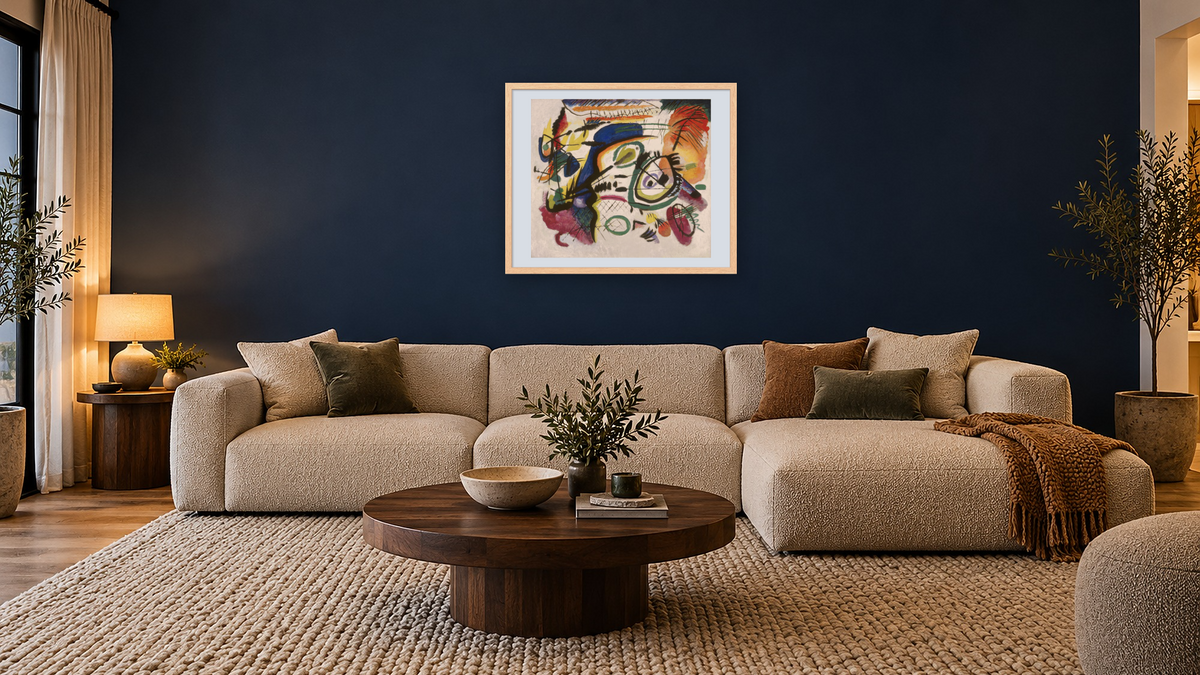 Fragment I for Composition VII (Center), shown at 32 × 40 in (81.3 × 101.6 cm) in Arber Natural, media room