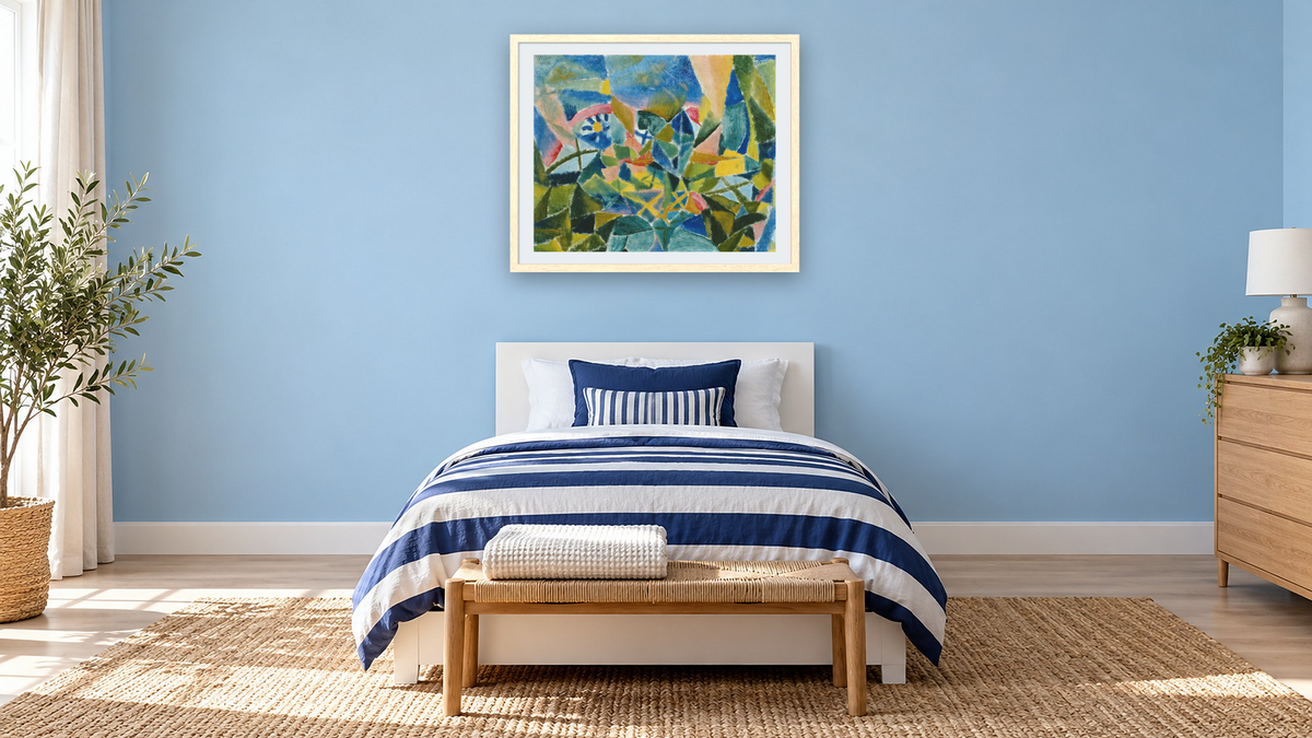 Flower Bed by Paul Klee, shown at 32 × 40 in (81.3 × 101.6 cm) in Arber Natural, kids' room