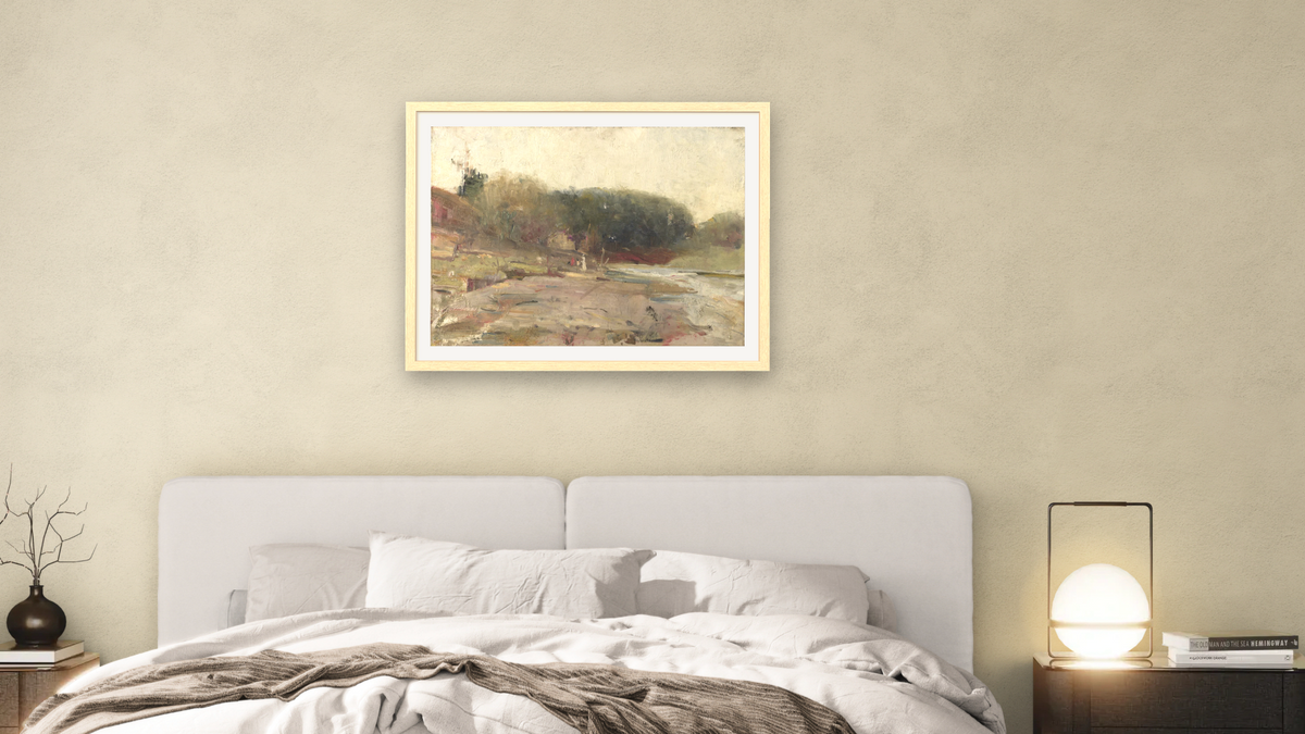 On the River Yarra, near Heidelberg, Victoria by Charles Conder, shown at 30 × 40 in (76.2 × 101.6 cm) in Arber Natural, bedroom