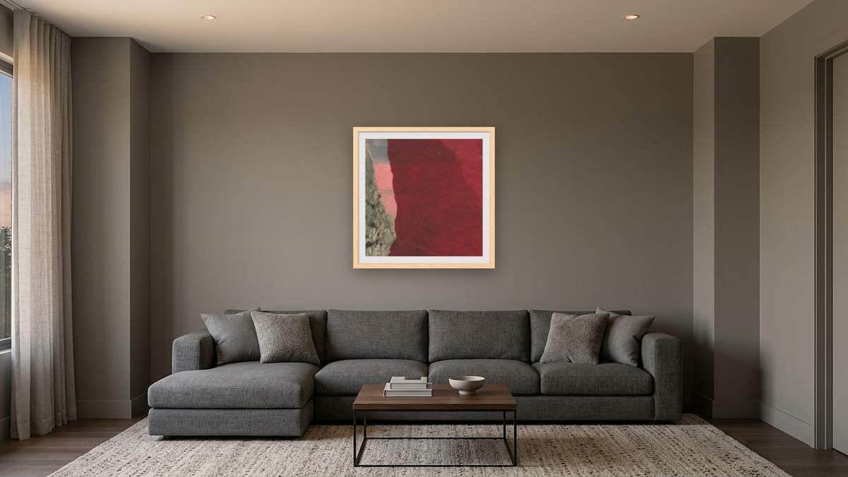 No. 4, shown at 32 × 32 in (81.3 × 81.3 cm) in Arber Natural, media room