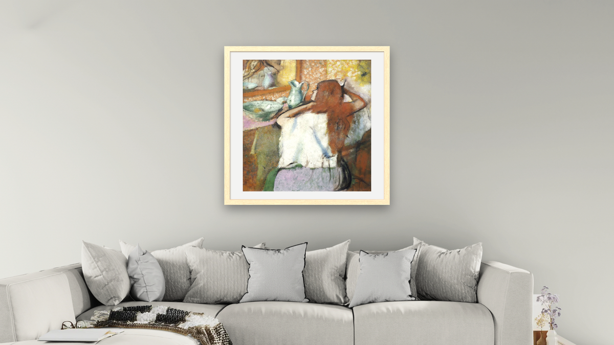 Woman at Her Toilet by Edgar Degas, shown at 32 × 32 in (81.3 × 81.3 cm) in Arber Natural, living