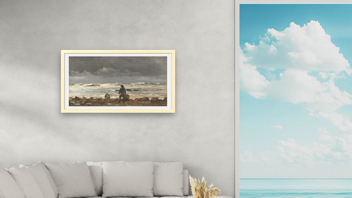 Rocky Coast (Maine Coast) by Winslow Homer, shown at 20 × 40 in (50.8 × 101.6 cm) in Arber Natural, living