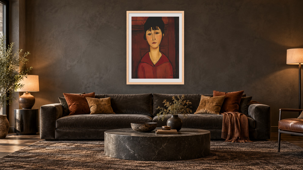 Head of a Young Girl by Amedeo Modigliani, shown at 30 × 40 in (76.2 × 101.6 cm) in Arber Natural, den
