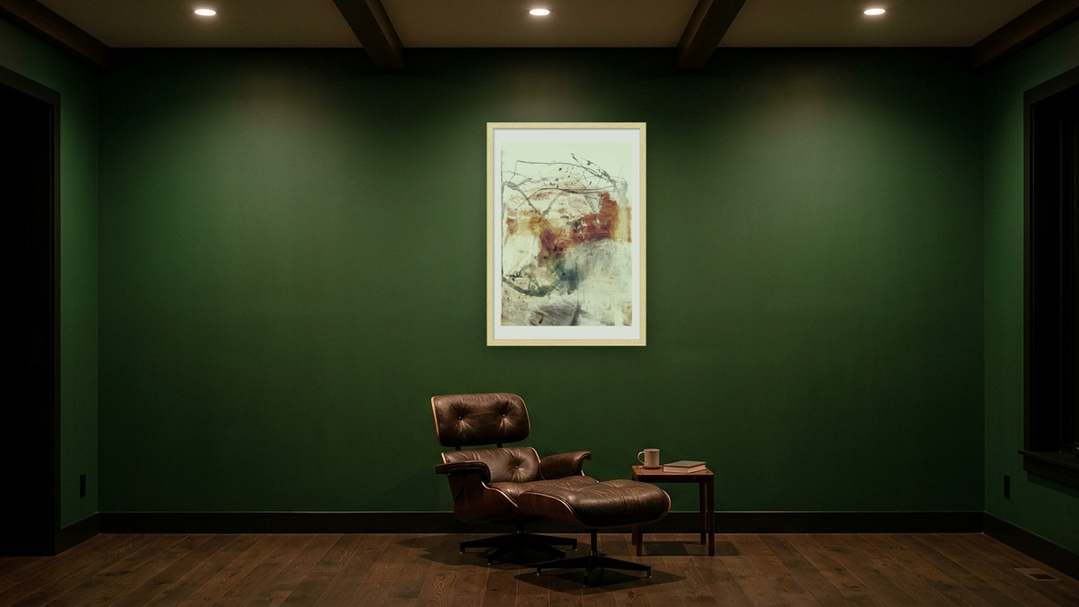 Native by Dan Hobday, shown at 28 × 42 in (71.1 × 106.7 cm) in Arber Natural, den