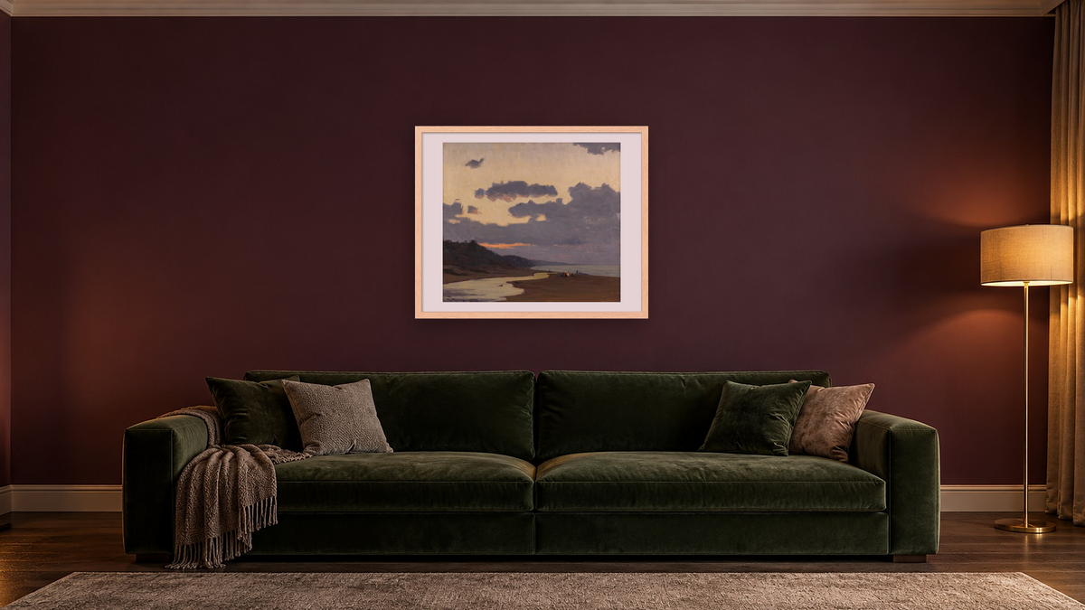 A Stormy Evening by Frank V. Dudley, shown at 32 × 40 in (81.3 × 101.6 cm) in Arber Natural, den