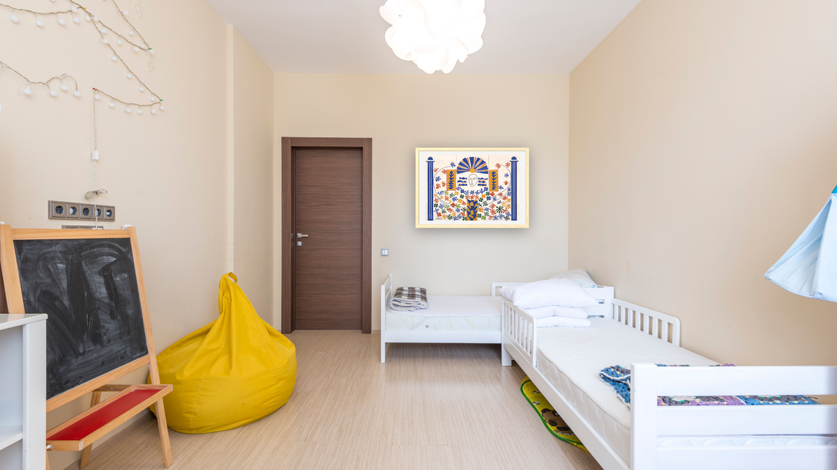 Apollo by Henri Matisse, shown at 28 × 42 in (71.1 × 106.7 cm) in Arber Natural, kids' room
