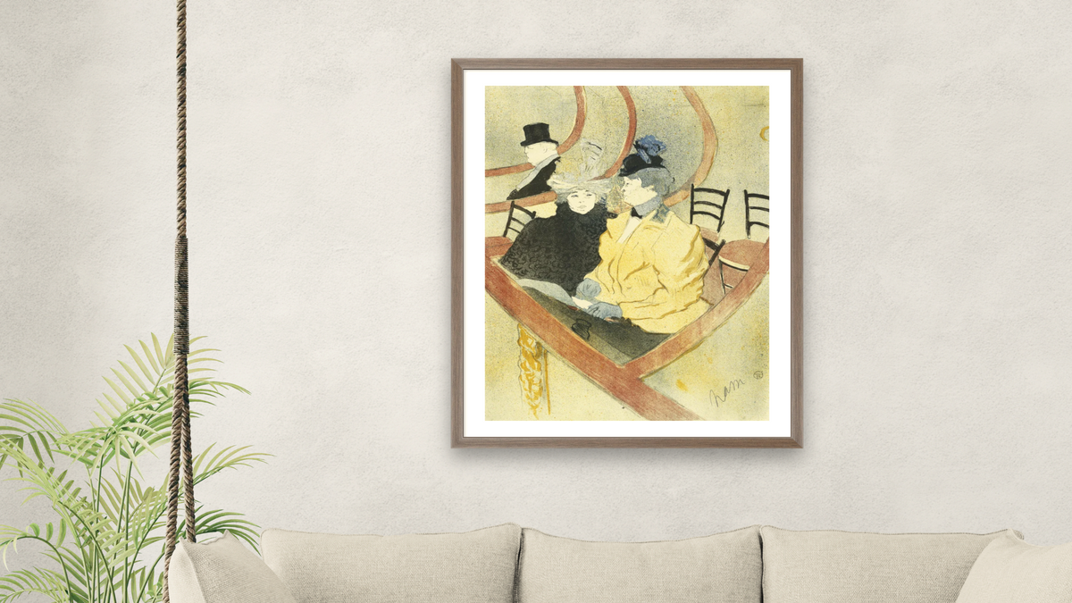 The Grand Lodge by Henri de Toulouse-Lautrec, shown at 32 × 40 in (81.3 × 101.6 cm) in Arber Light Walnut, living