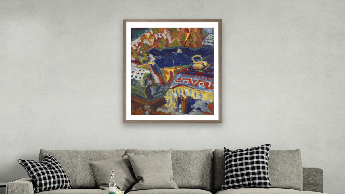 Girl Asleep by Ernst Ludwig Kirchner, shown at 32 × 40 in (81.3 × 101.6 cm) in Arber Light Walnut, living