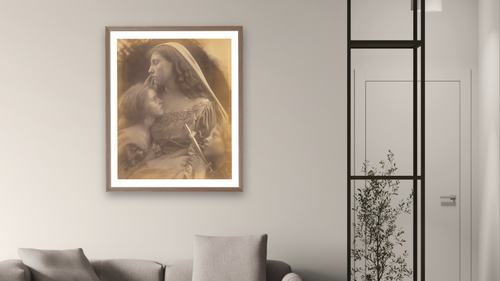 A Holy Family by Julia Margaret Cameron, shown at 32 × 40 in (81.3 × 101.6 cm) in Arber Light Walnut, living [arteriel-render:v6:room_b:32x40@35,39]