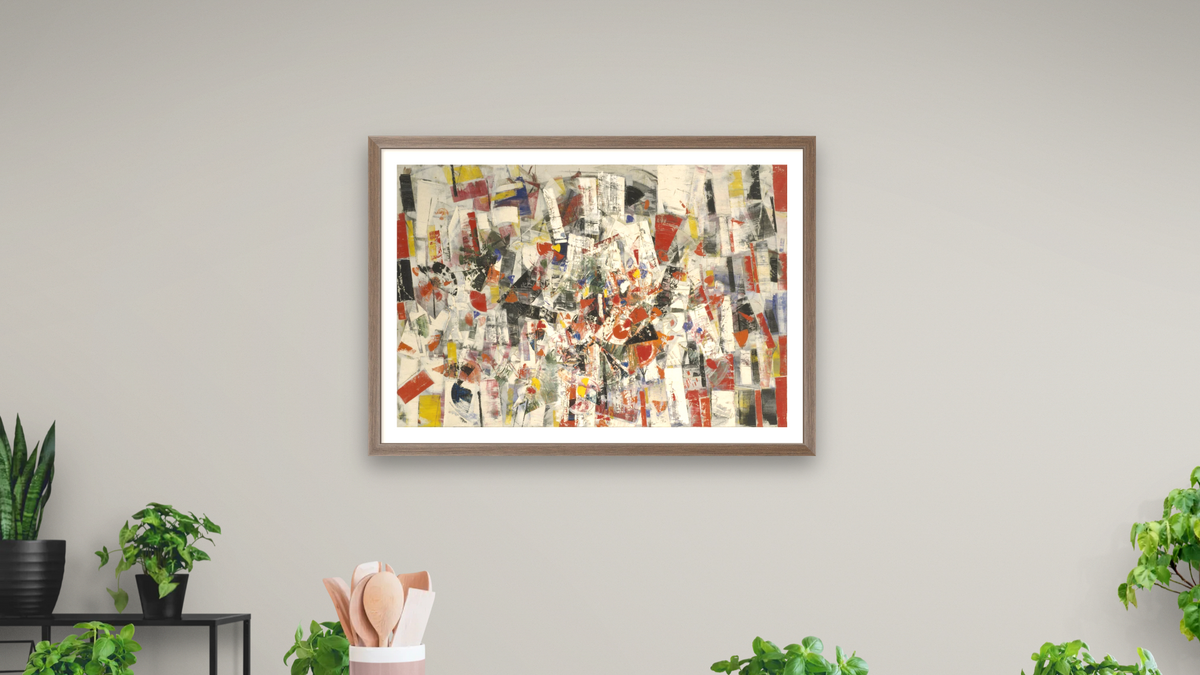 Composition (Composizione), shown at 28 × 42 in (71.1 × 106.7 cm) in Arber Light Walnut, dining