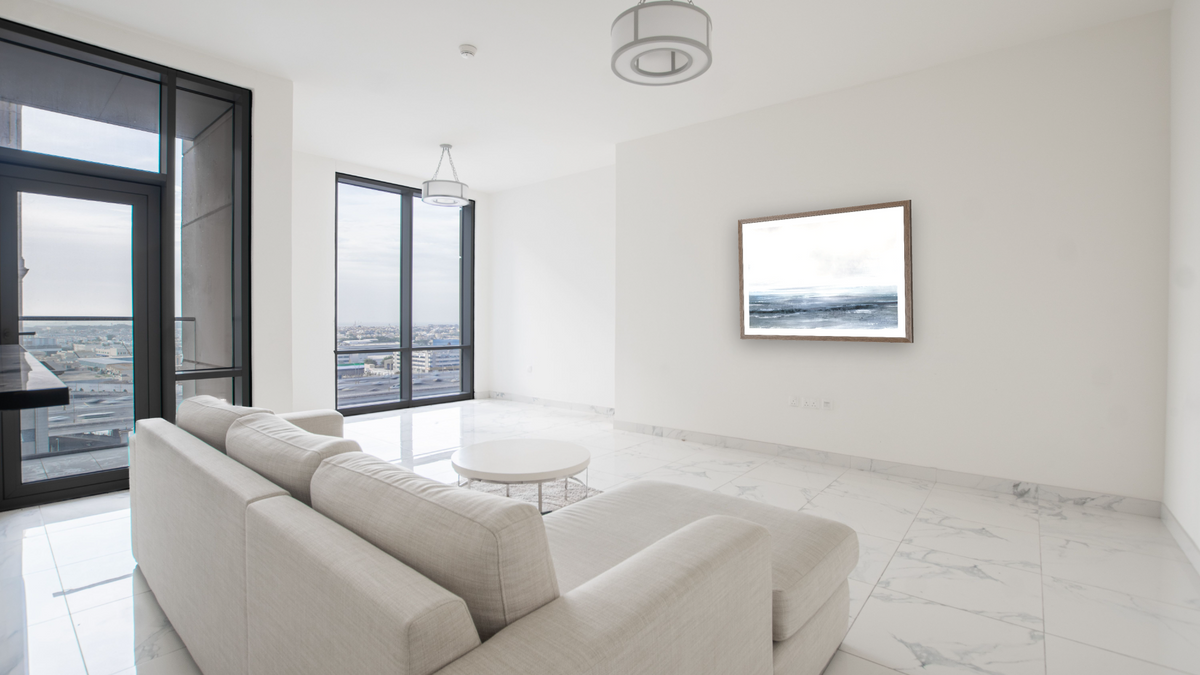 Dreams by Dan Hobday, shown at 30 × 42 in (76.2 × 106.7 cm) in Arber Light Walnut, living