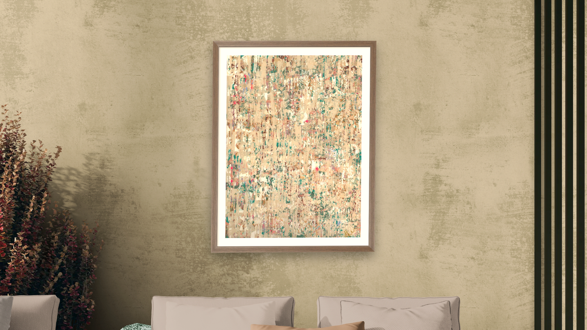 Autumn Garden by Emily Herrera, shown at 30 × 40 in (76.2 × 101.6 cm) in Arber Light Walnut, living