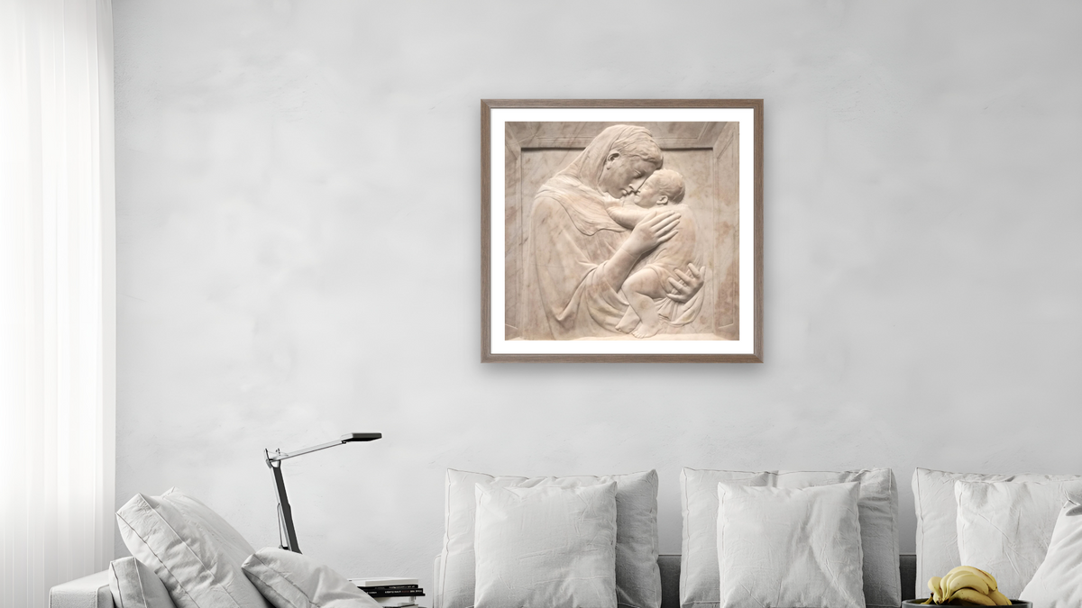 Untitled, shown at 32 × 32 in (81.3 × 81.3 cm) in Arber Light Walnut, living