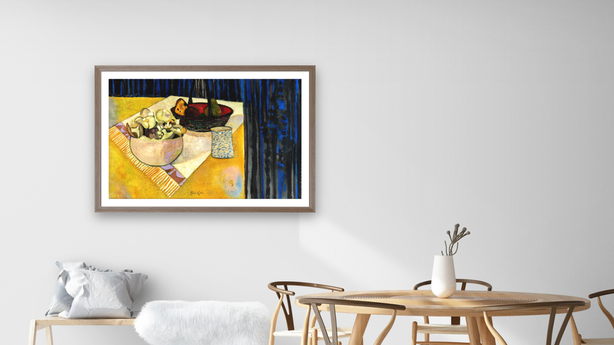 La Jatte de Champignons by René Genis, shown at 28 × 42 in (71.1 × 106.7 cm) in Arber Light Walnut, dining