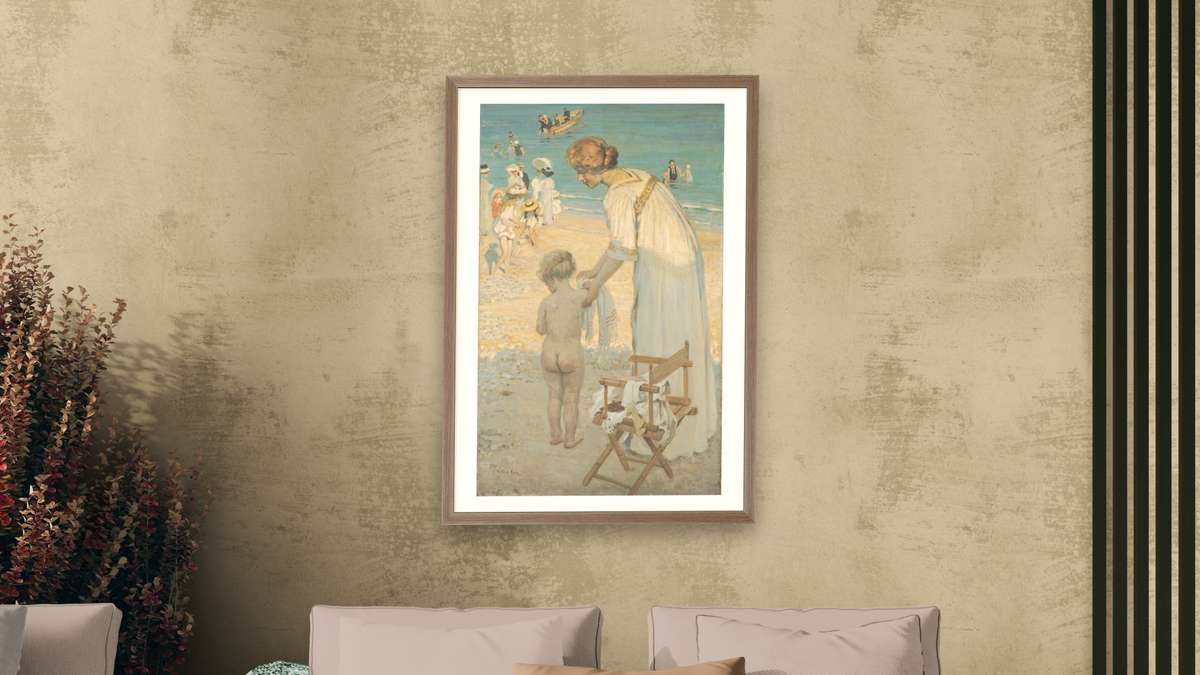 Bathing hour (L'heure du bain) by E. Phillips Fox, shown at 28 × 42 in (71.1 × 106.7 cm) in Arber Light Walnut, living