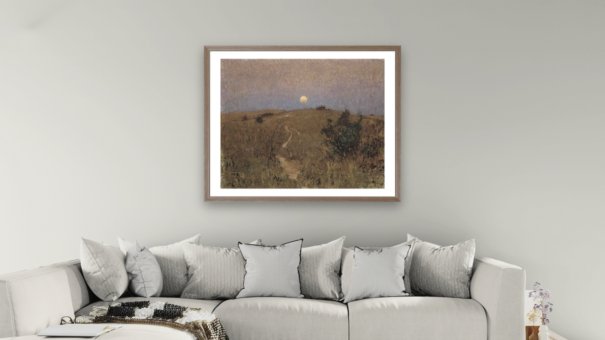 Moonrise by David Davies, shown at 32 × 40 in (81.3 × 101.6 cm) in Arber Light Walnut, living