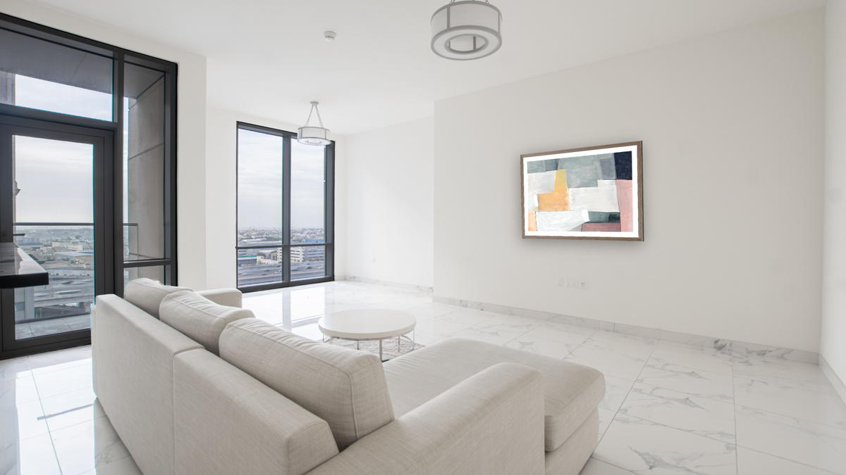Margin by Dan Hobday, shown at 30 × 42 in (76.2 × 106.7 cm) in Arber Light Walnut, living