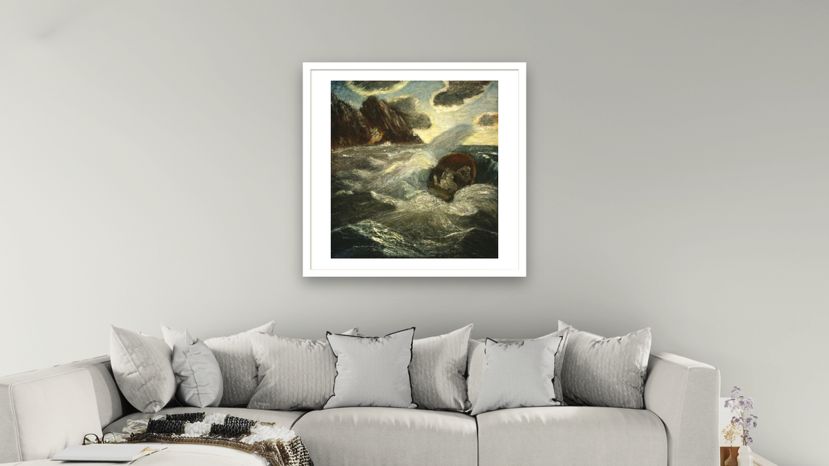 Lord Ullin's Daughter by Albert Pinkham Ryder, shown at 32 × 32 in (81.3 × 81.3 cm) in Arber Light Walnut, living