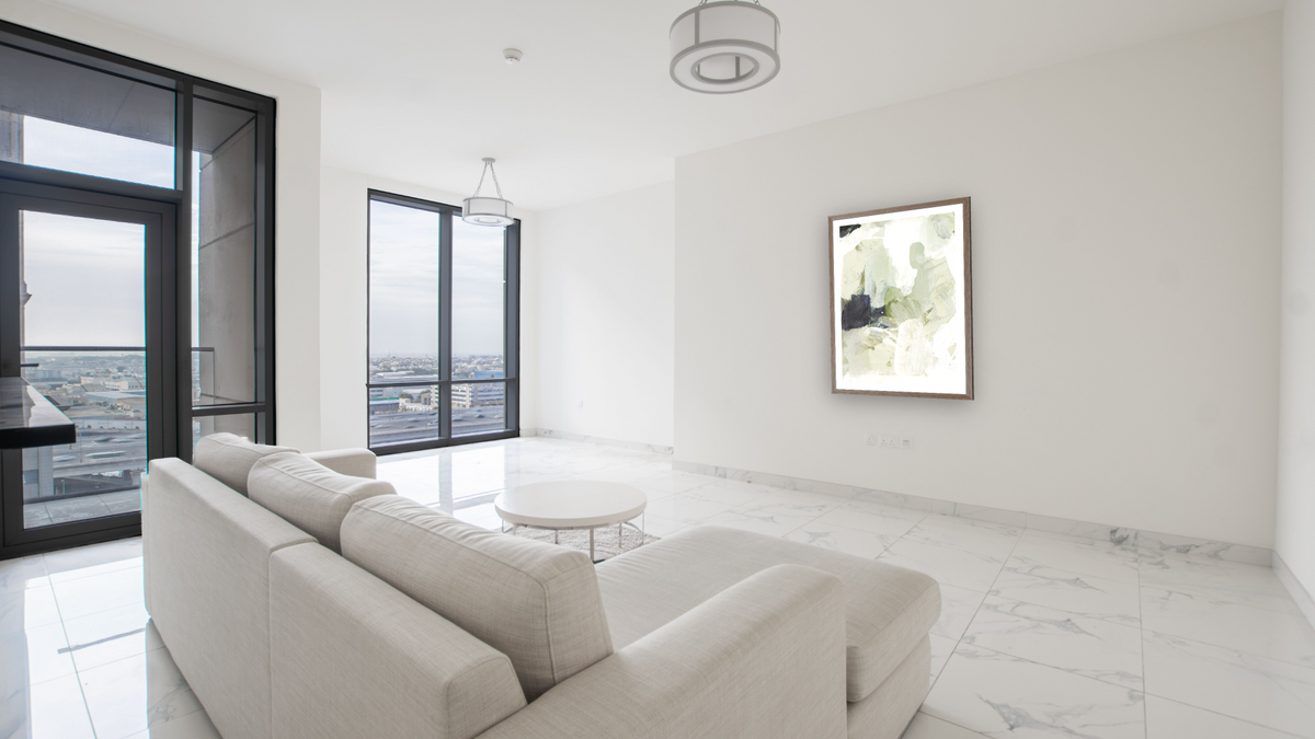 Lush 3 by Dan Hobday, shown at 30 × 42 in (76.2 × 106.7 cm) in Arber Light Walnut, living