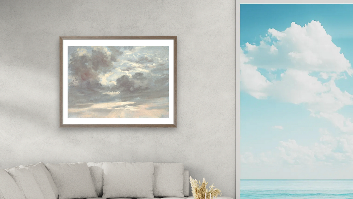 Cloud Study: Stormy Sunset by John Constable, shown at 30 × 40 in (76.2 × 101.6 cm) in Arber Light Walnut, living