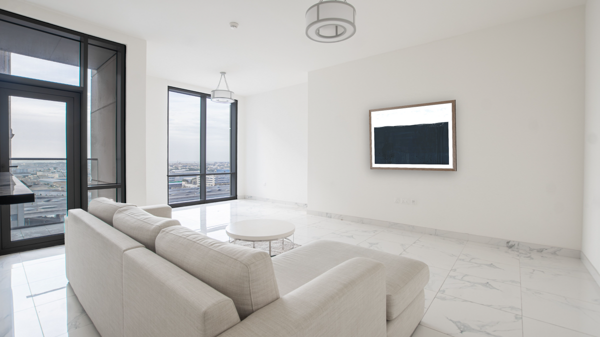 Deep Sea by Dan Hobday, shown at 30 × 42 in (76.2 × 106.7 cm) in Arber Light Walnut, living
