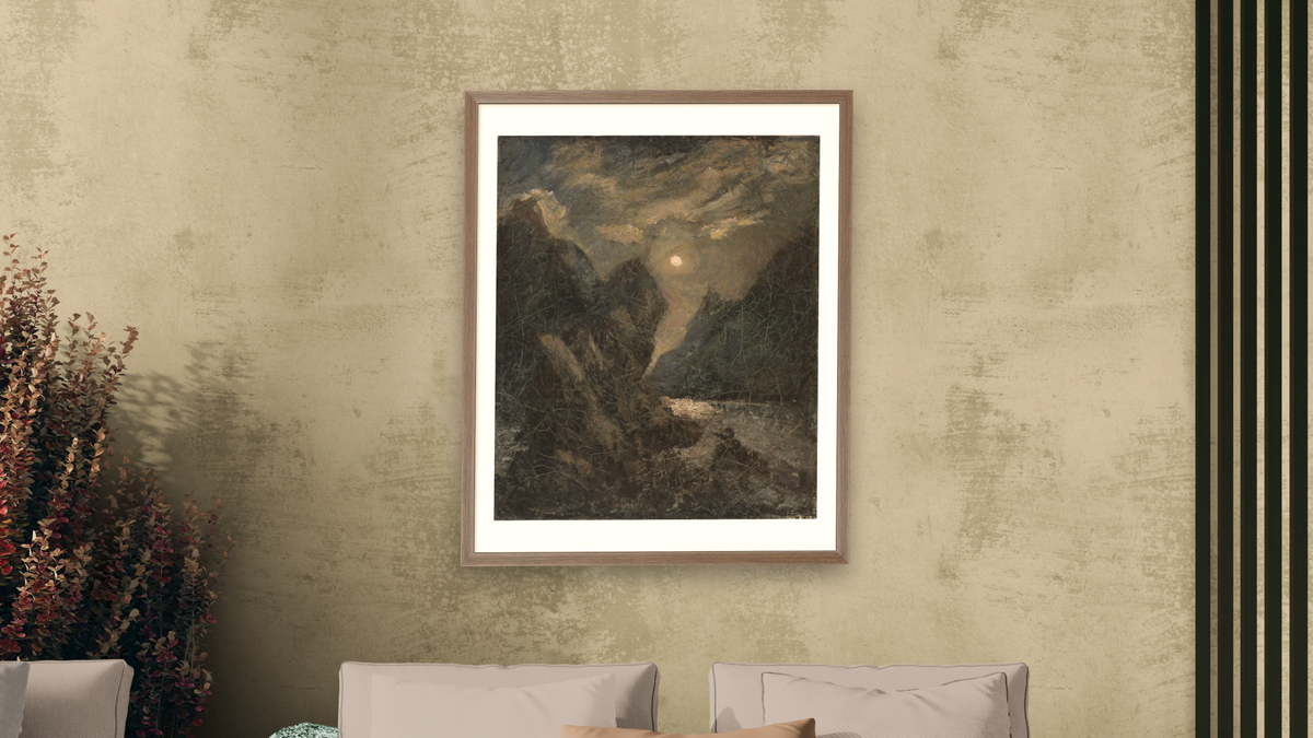 The Lorelei by Albert Pinkham Ryder, shown at 32 × 40 in (81.3 × 101.6 cm) in Arber Light Walnut, living