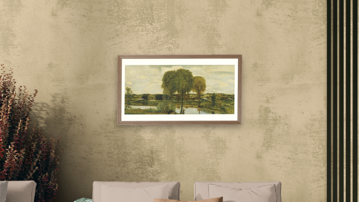 Along the Erie Canal by Arthur Bowen Davies, shown at 20 × 40 in (50.8 × 101.6 cm) in Arber Light Walnut, living