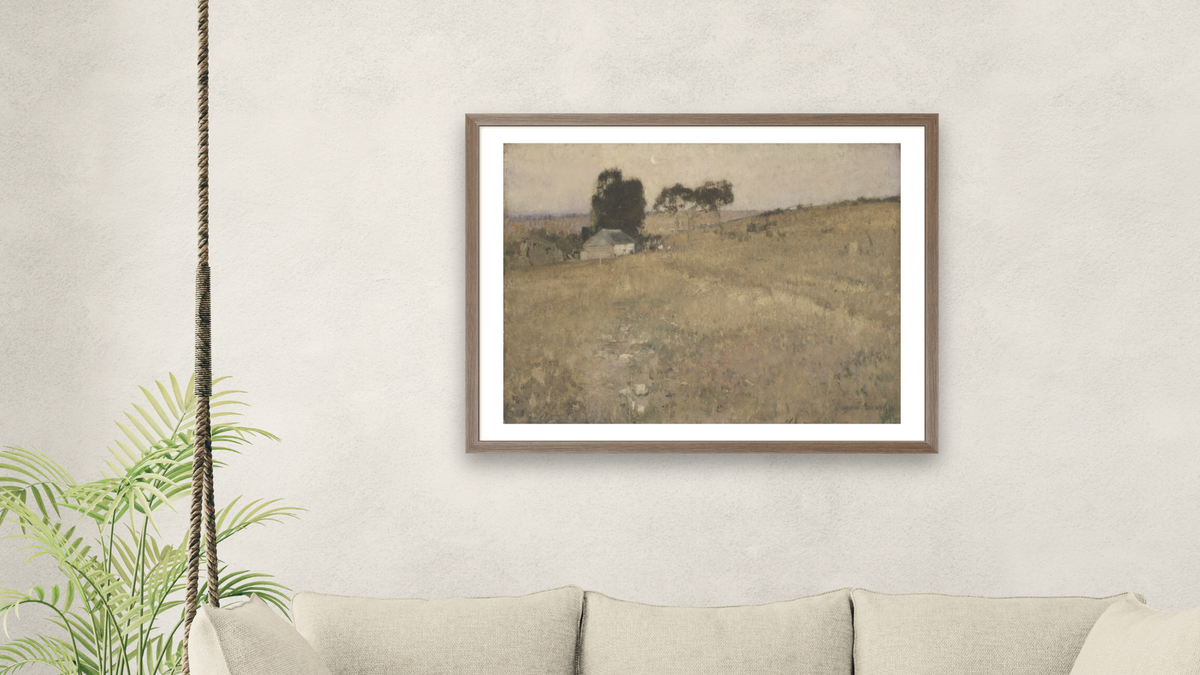 A summer evening by David Davies, shown at 30 × 40 in (76.2 × 101.6 cm) in Arber Light Walnut, living