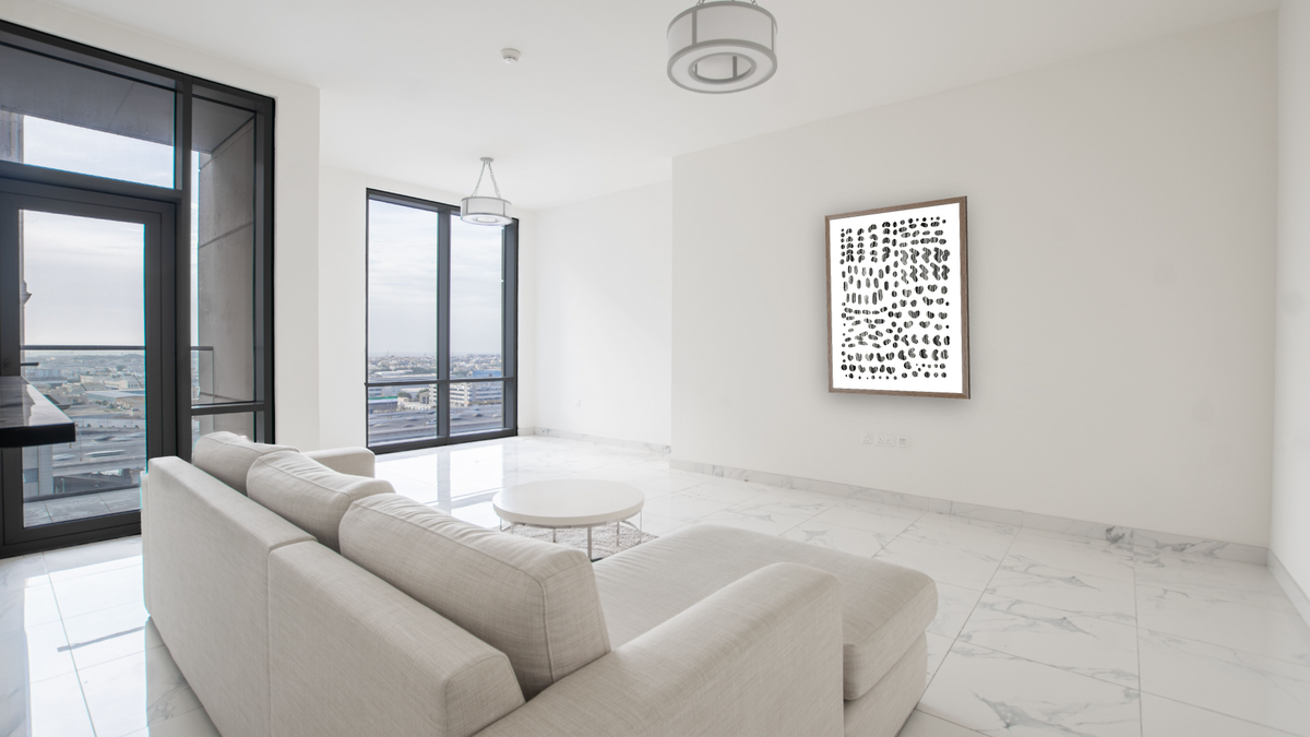 Pieces by Dan Hobday, shown at 30 × 42 in (76.2 × 106.7 cm) in Arber Light Walnut, living