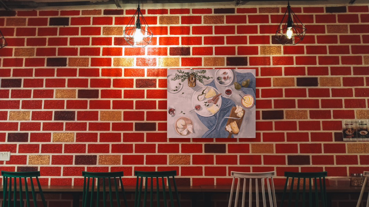 Any Day Any Time After Twelve by Catherine Gerke, shown at 30 × 40 in (76.2 × 101.6 cm) as gallery-wrapped canvas, restaurant