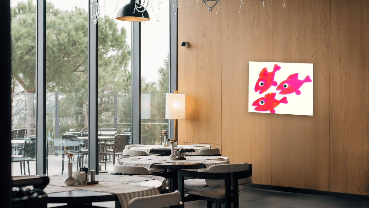 A Color of His Own by Leo Lionni, shown at 32 × 40 in (81.3 × 101.6 cm) as gallery-wrapped canvas, restaurant