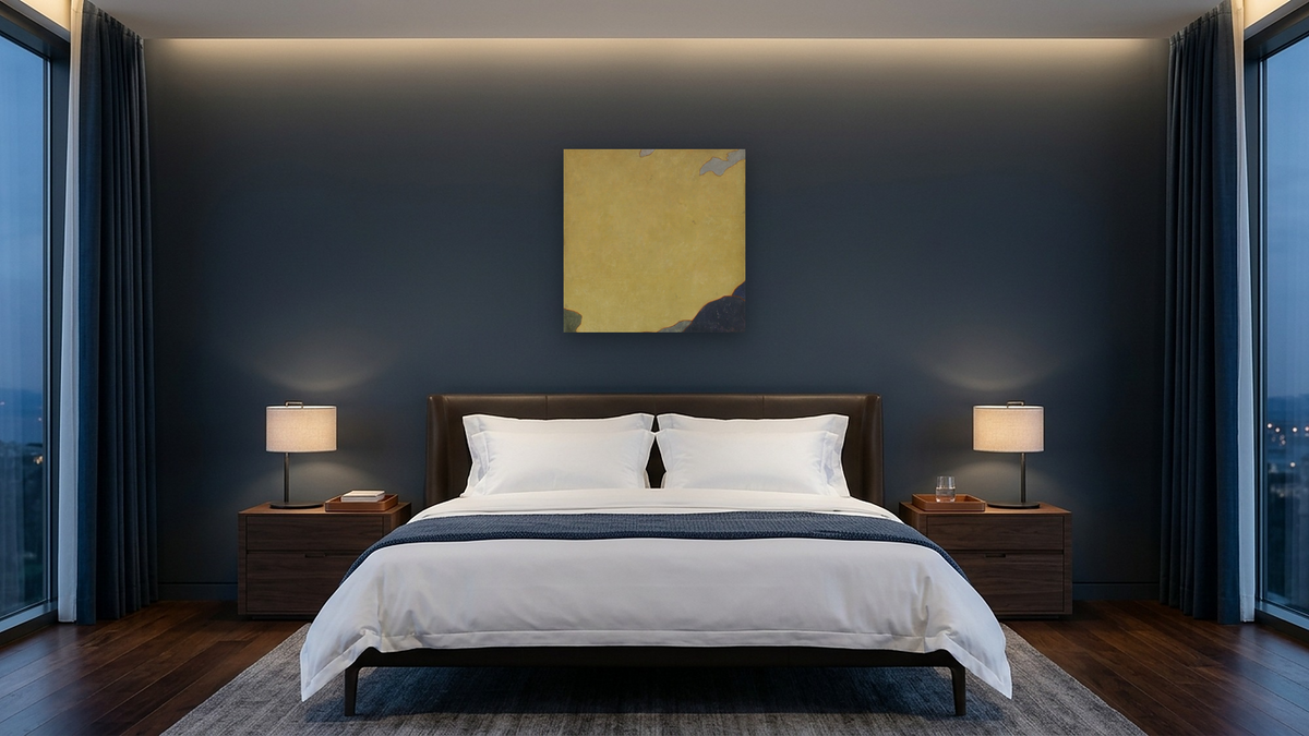 Evening by Augustus Vincent Tack, shown at 32 × 32 in (81.3 × 81.3 cm) as gallery-wrapped canvas, hotel guest room